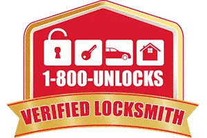 A red and gold sign that says 1-8 0 0-unlocks.