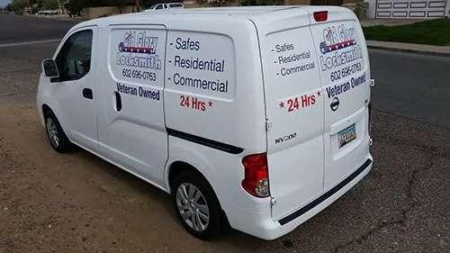 A white van with the words " sales residential commercial " written on it.
